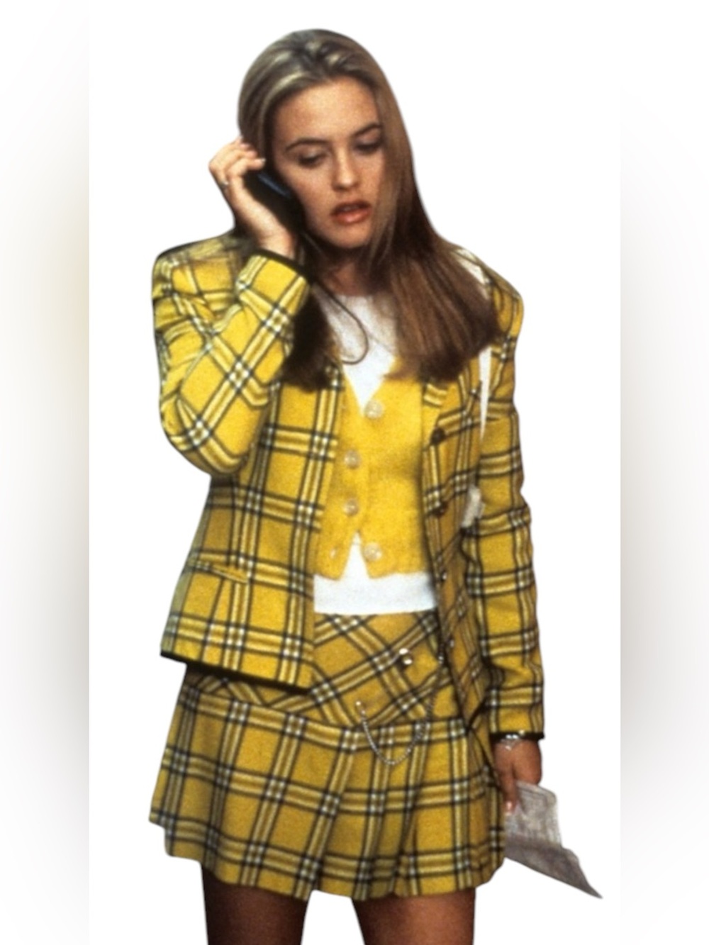 Spirit Clueless Cher Yellow Green Plaid Costume Dress Jacket Socks NWOT